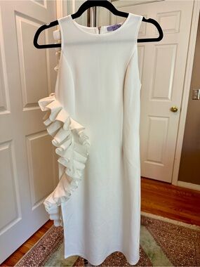 Women’s White Ruffle Sheath Dress by Eien